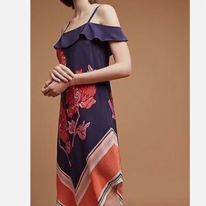 Anthropologie Tilda Silk Navy Scarf Dress By Moulinette Soeurs